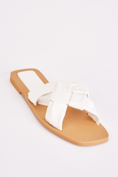 Weaved Flat Slide Sandals