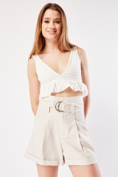 Puppytooth Belted Shorts