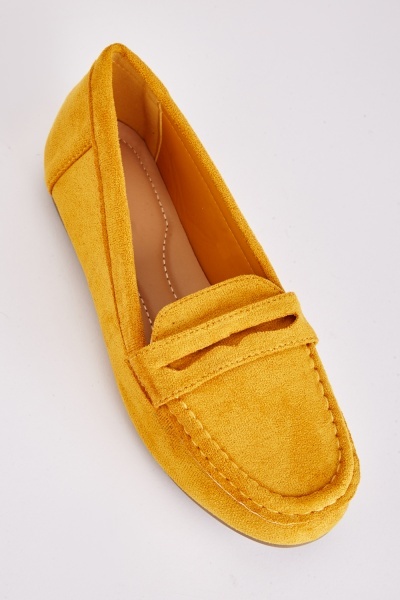 Image of Slip On Suedette Penny Loafers