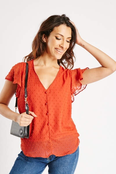 Image of Bobble Textured V-Neck Top