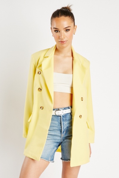 Image of Double Breasted Blazer In Yellow