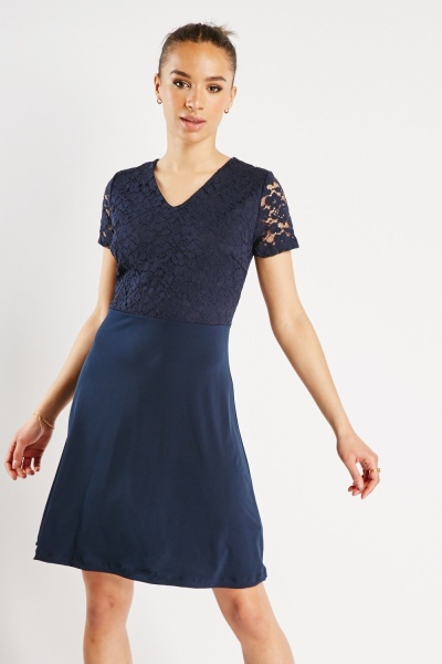 Lace Bodice A-Line Dress