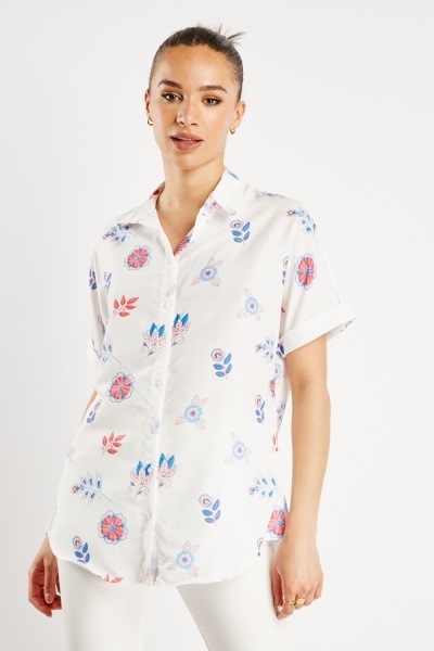 Image of Rolled Short Sleeve Printed Shirt