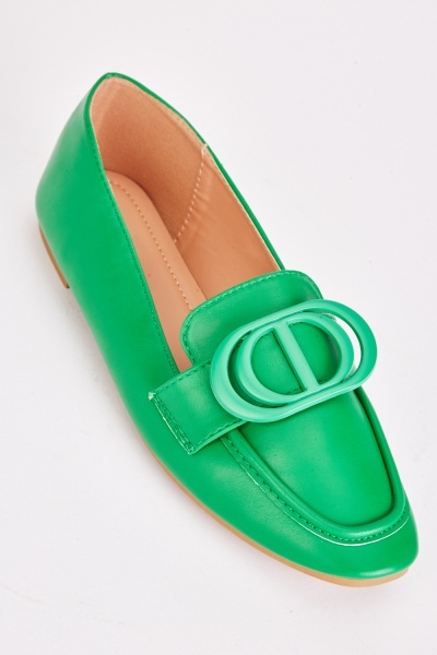 Image of Detailed Front Faux Leather Loafers
