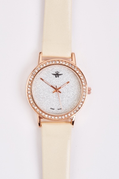 Glitter Encrusted Face Dial Watch