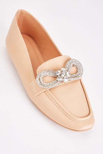 Image of Encrusted Bow Penny Loafers