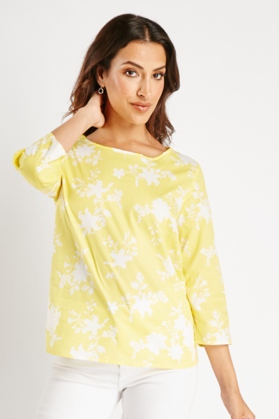 3/4 Sleeve Printed Cotton Blouse