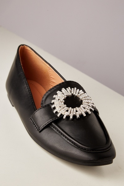 Diamante Encrusted Slip On Loafers