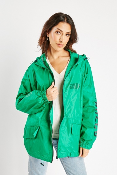Printed Zipped Rain Jacket