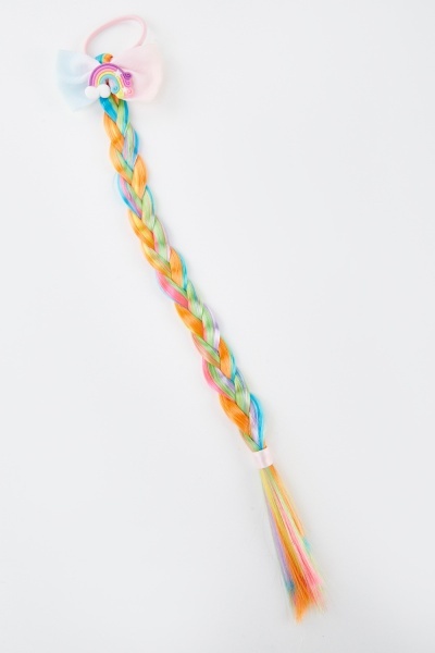 Rainbow Bow Braided Hair Tie