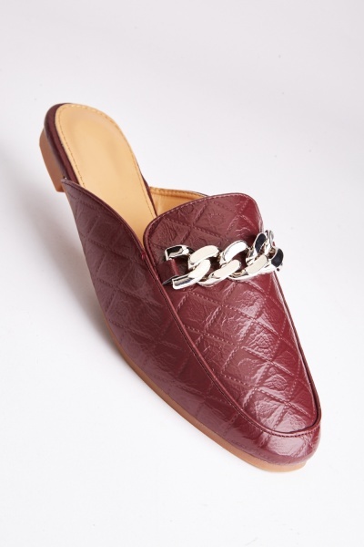 Curb Chain Textured Slip On Loafers