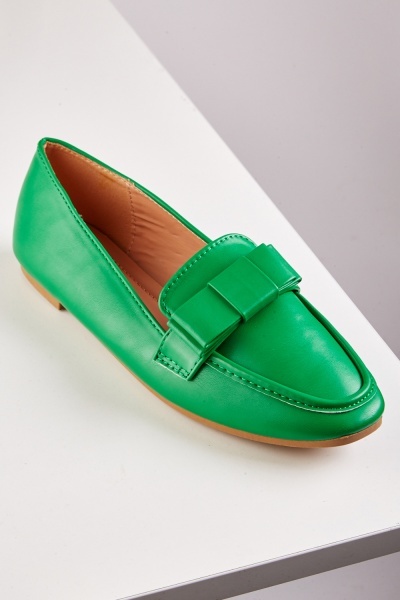 Image of Faux Leather Bow Loafers