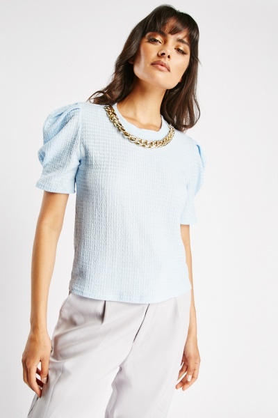Image of Attached Curb Chain Necklace Top