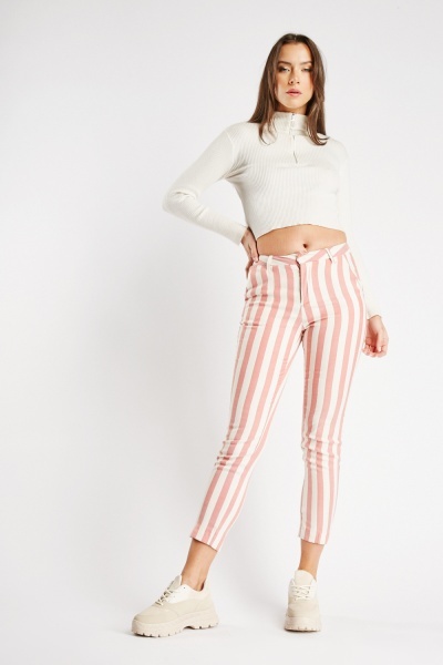 Vertical Striped Mid Rise Trousers