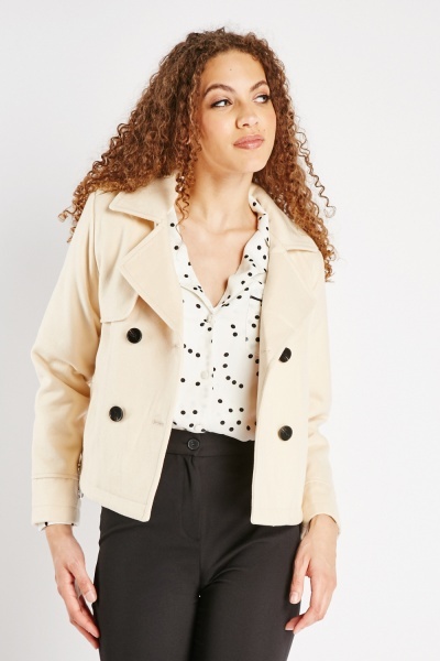 Image of Textured Double Breasted Pea Jacket