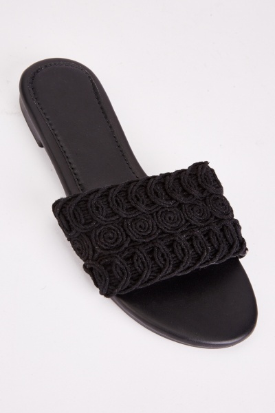 Crochet Strap Side Sandals