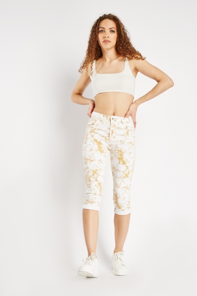 Rolled Hem Tie Dyed Crop Trousers