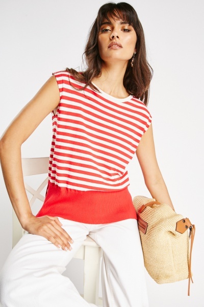 Image of Horizontal Striped Knit Top