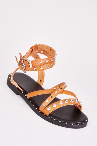 Studded Double Ankle Strap Sandals