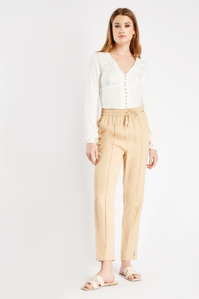 Textured Sand Tapered Trousers