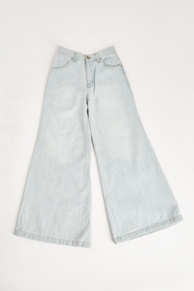 Image of Top Stitched Wide Leg Mens Jeans