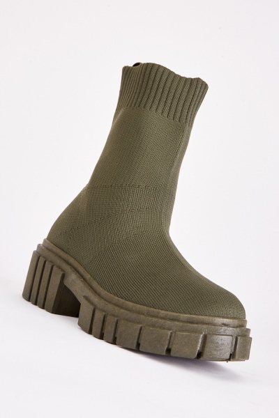 Image of Chunky Heel Sock Overlay Boots
