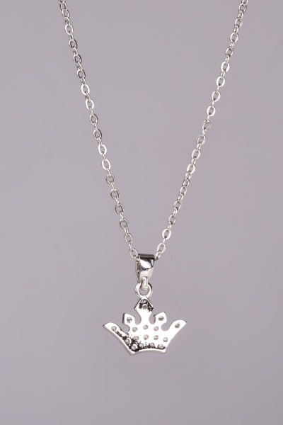 Encrusted Crown Pendant Necklace