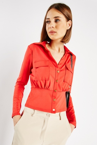 Image of Pocket Flaps Front Blouse