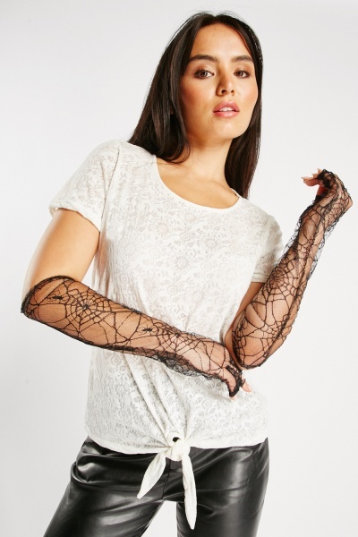 Spider Web Long Lace Gloves