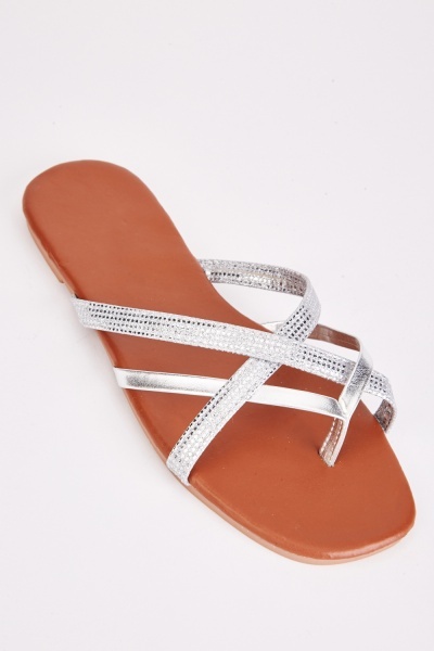 Textured Contrast Flip-Flop Sandals