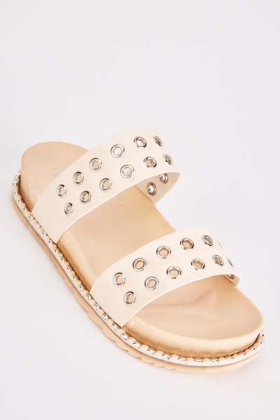Eyelet Double Strap Sandals