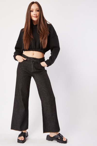 Image of Wide Leg Jeans In Charcoal