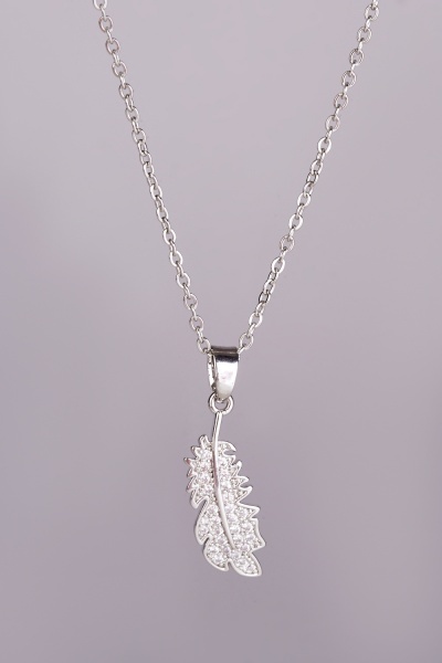 Encrusted Feather Necklace