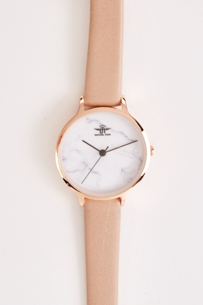 Marble Effect Round Face Watch