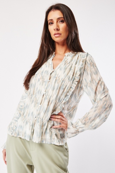 Image of Tie Dye Buttoned Blouse