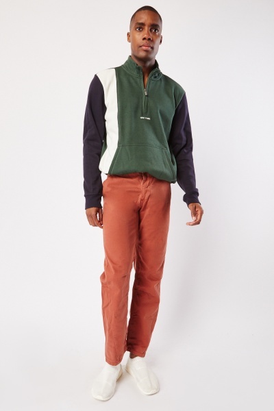 Cotton Chino Trousers In Rust