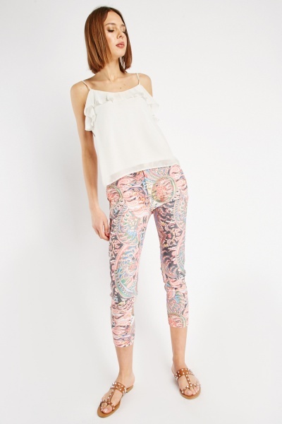 Paisley Print Tapered Trousers