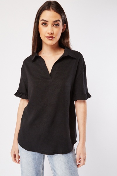 Image of Frilly Sleeve Textured Top