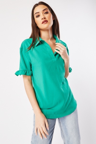 Frilly Sleeve Textured Top