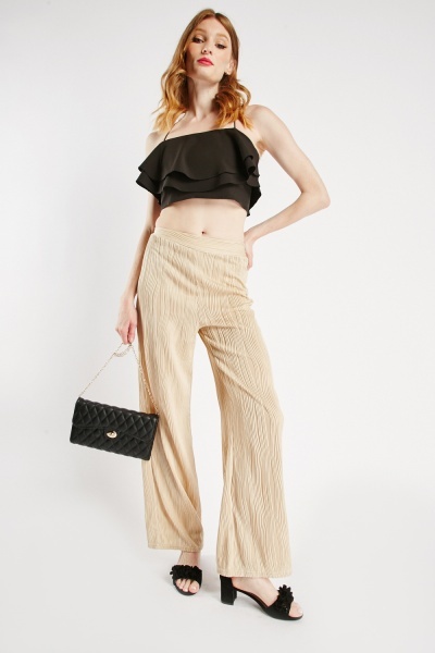 Image of Textured Plisse Trousers