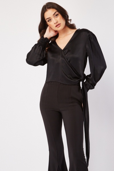 Image of Silky Fitted Sleeve Blouse