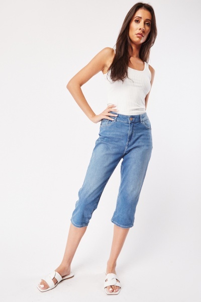 Stitched Capri Length Jeans
