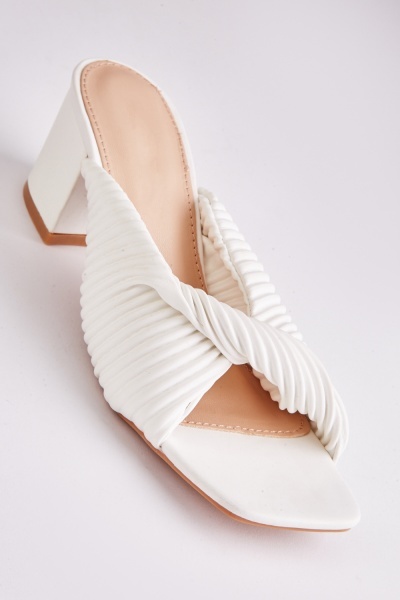 Textured Twisted Heeled Mules