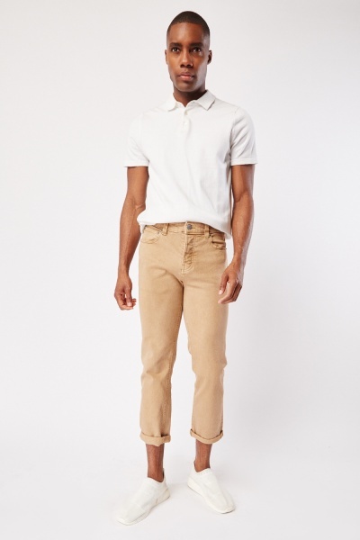 Rolled Hem Tapered Trousers