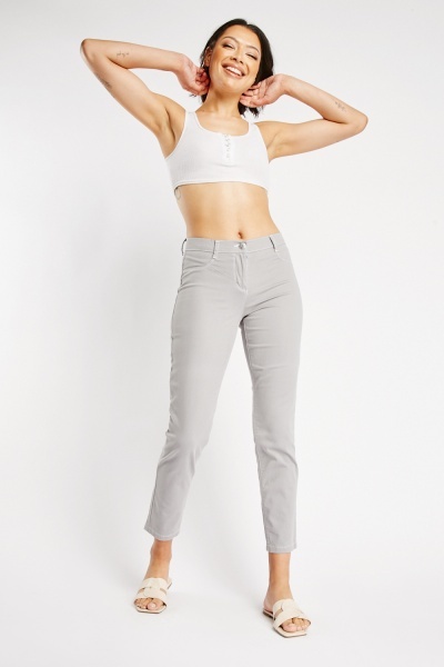 Skinny Fit Trousers In Grey