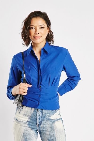 Image of Long Pleated Fitted Blouse