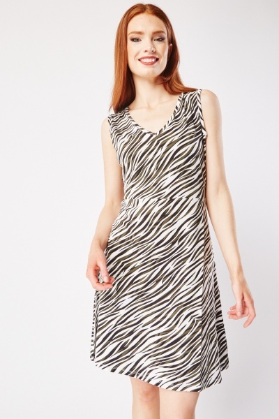 Zebra Printed Swing Mini Dress