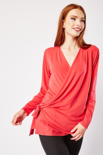Image of Wrap Tie Up Side Blouse