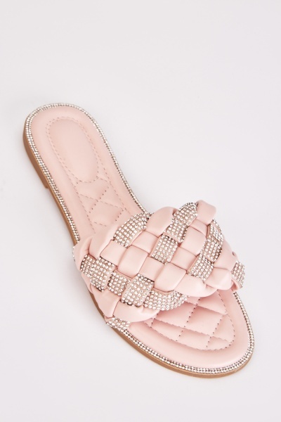 Encrusted Basket Weave Sandals