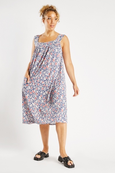 Image of Printed Midi Cotton Dress